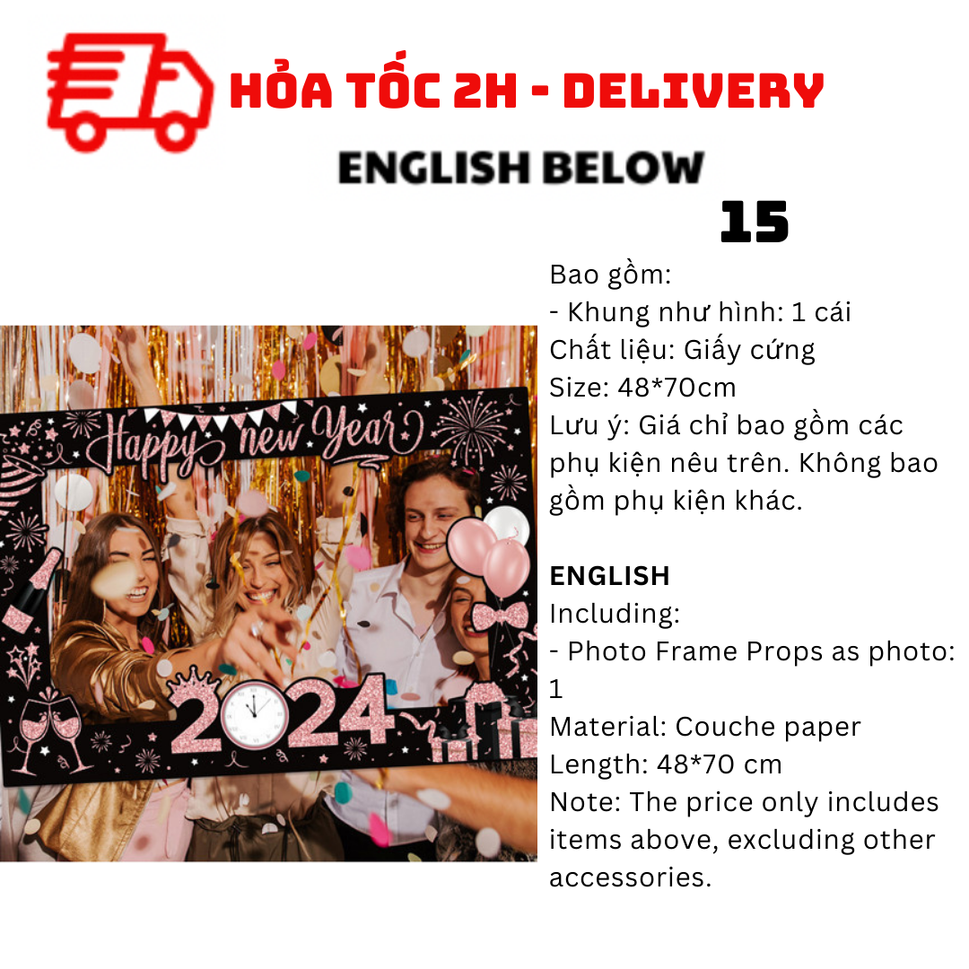 Bộ phụ kiện chụp hình happy new year nhiều mẫu photo props happy new year ptk26
