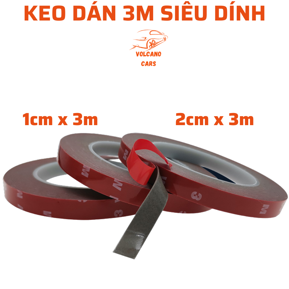 Cuộn băng dính 2 mặt 3M  cường lực dính siêu chắc đa năng loại 1cm x 3m, 2cm x 3m