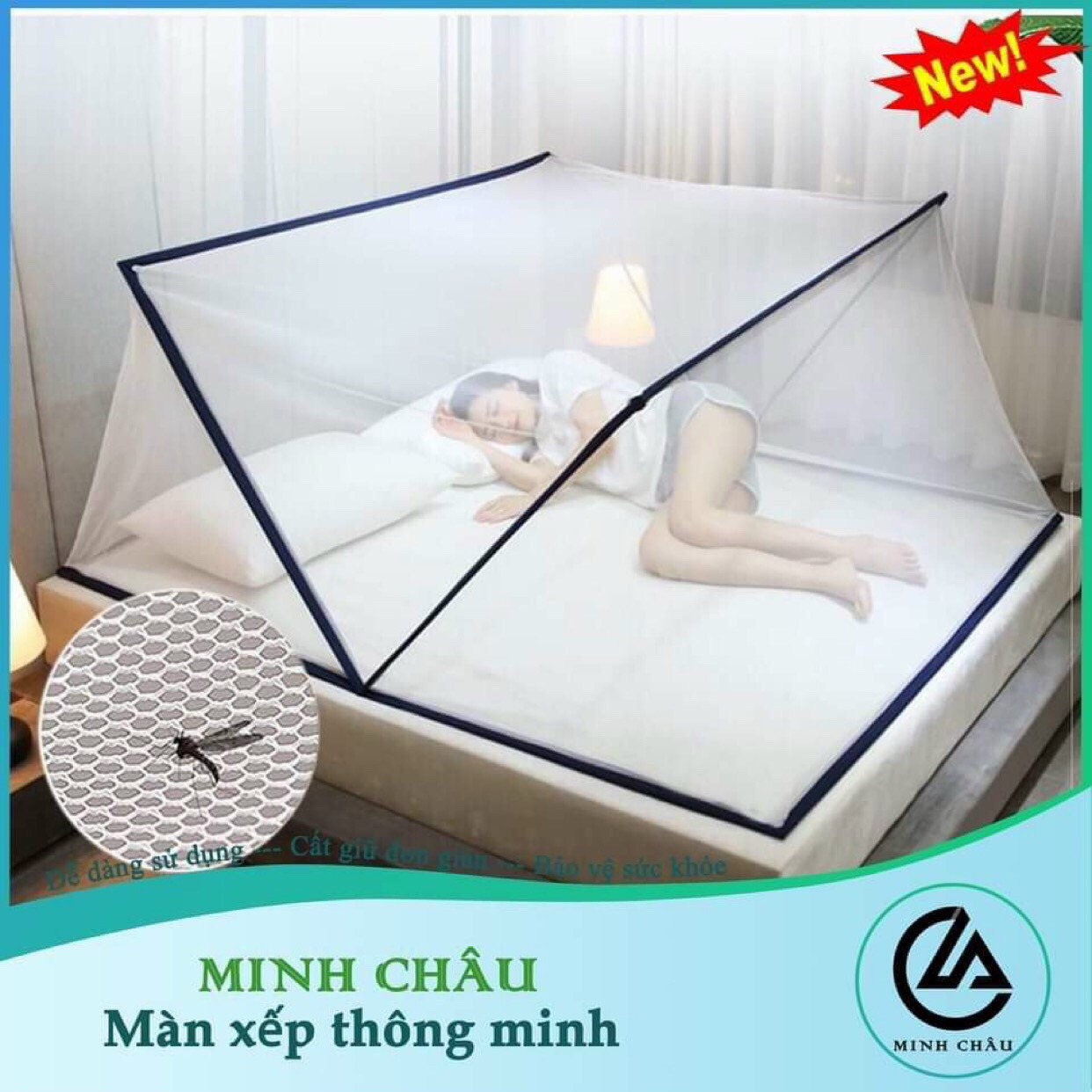 Màn mùng xếp thông minh gấp gọn Minh Châu - Màn lưới chống muỗi gấp gọn - Mùng xếp gấp gọn thông minh chống muỗi