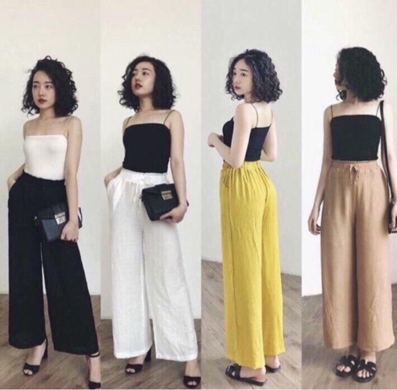 quần lưng cao ống rộng