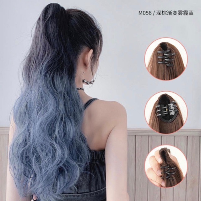 tóc giả omber ❤️FREESHIP❤️ngoặm omber xanh- ngoặm mini