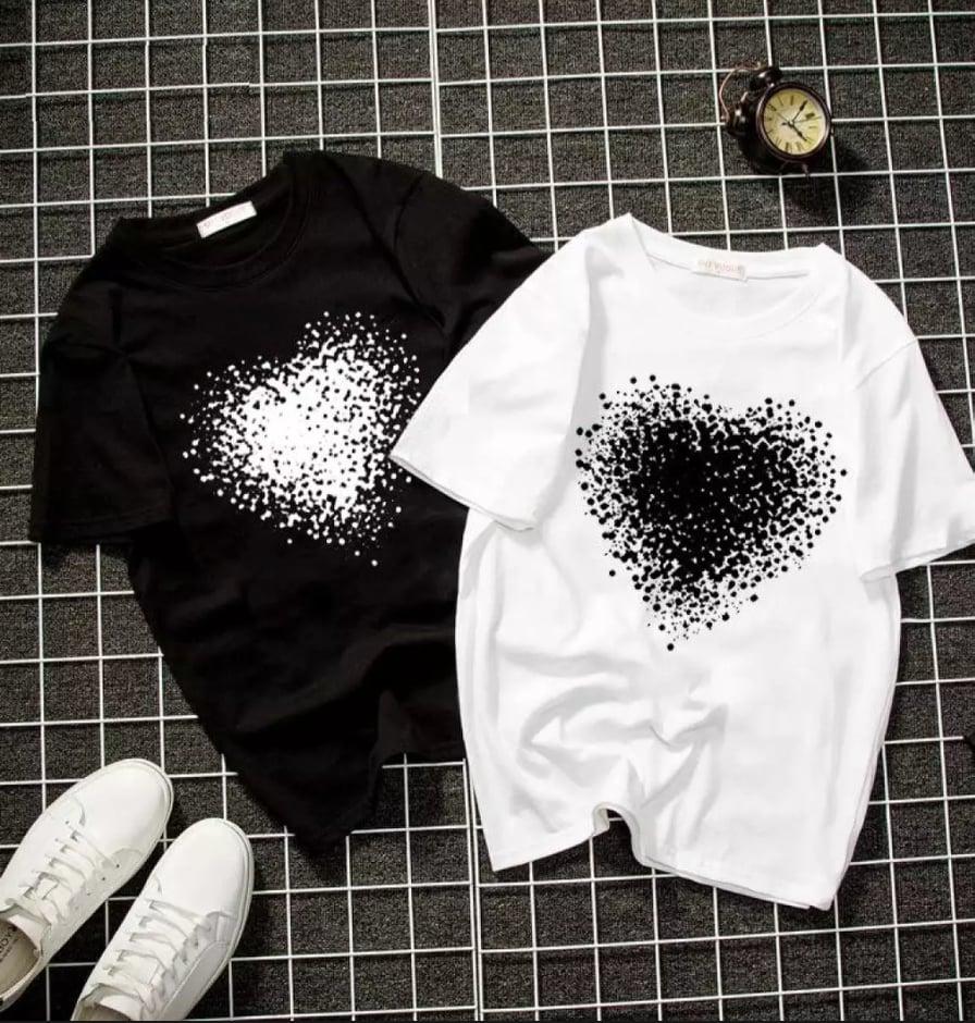 Áo thun nữ form rộng in hình Trái Tim Đen vải dày mịn mát