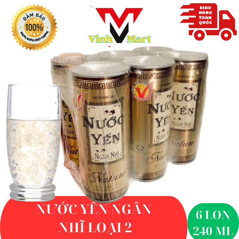Nước Yến Ngân Nhĩ Natural Loại 2 Lốc 6 Lon 240 Ml
