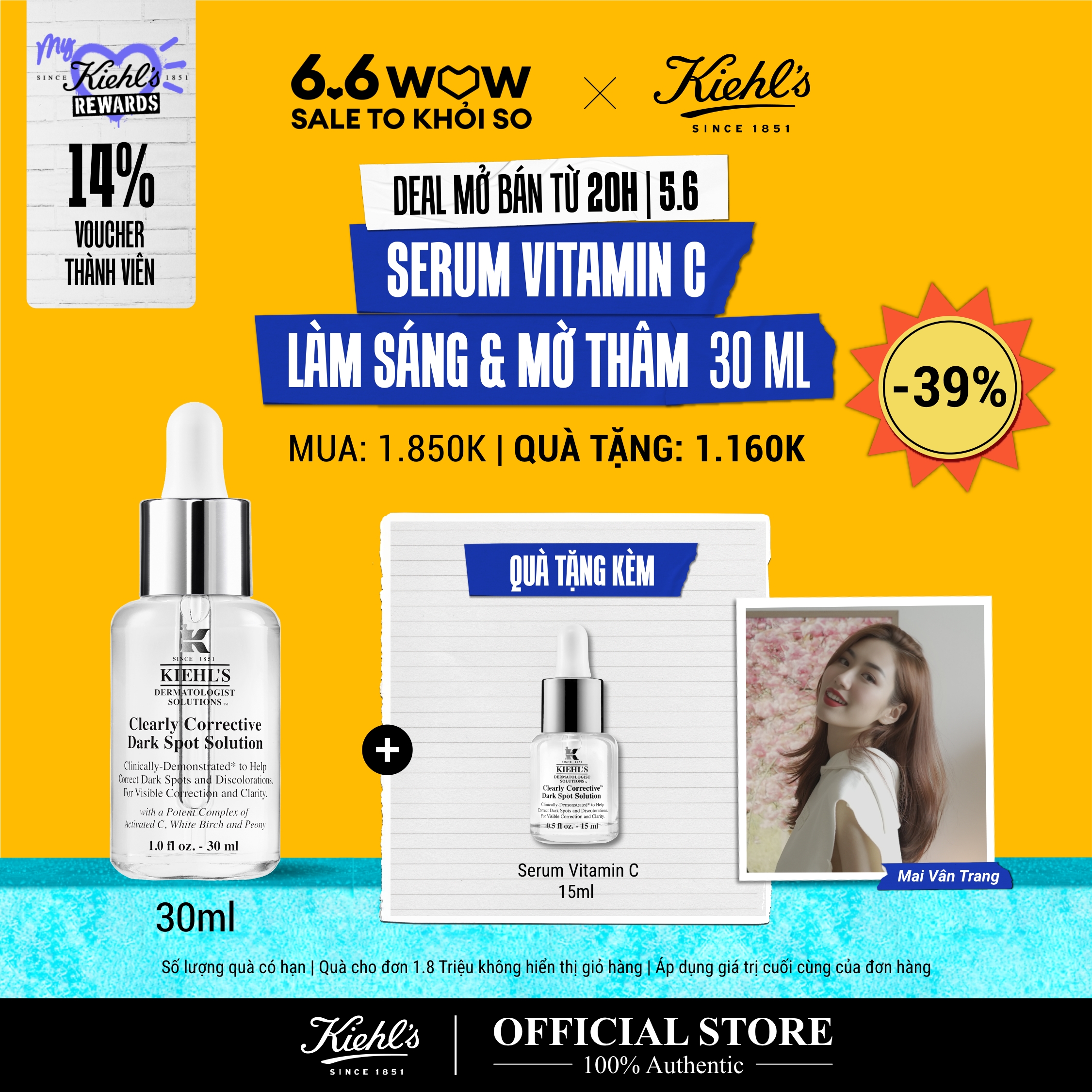 [VOUCHER 12%_TẶNG QUÀ ĐƠN 1.8 TRIỆU] [DEAL] Serum Vitamin C Kiehl's Clearly Corrective™ Dark Spot Solution 30ML