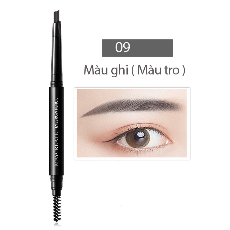 Bút kẻ mày Maycreate 2 trong 1 đầu kẻ và chuốt lông mày mềm mịn, không thấm nước, không trôi, màu bền TT04