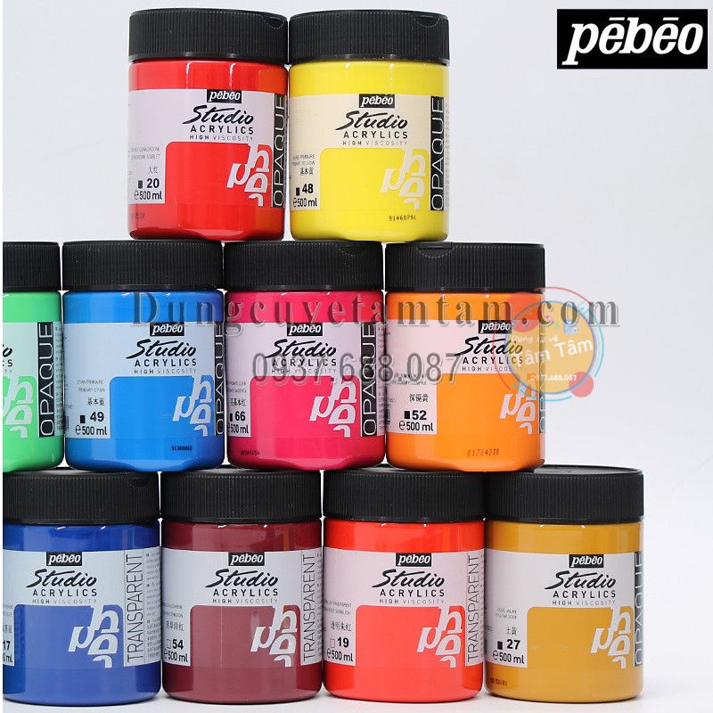 -Màu acrylic Pebeo 500ml, studio acrylics Pebeo 500ml