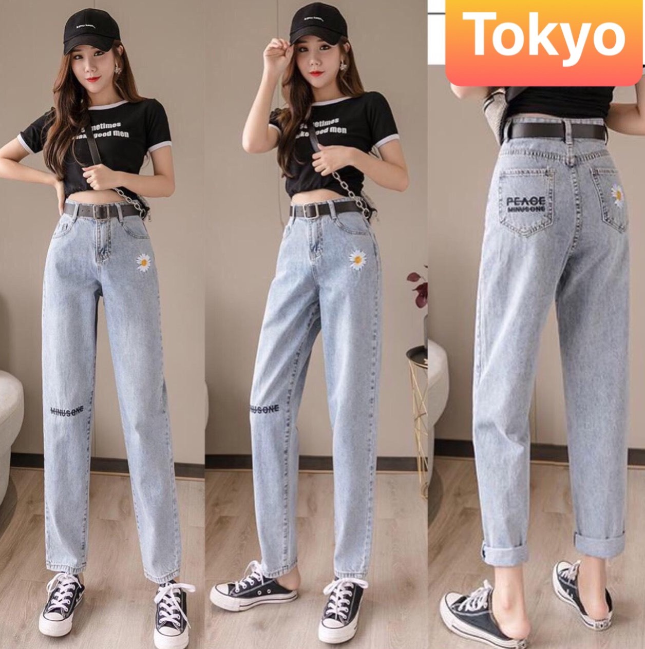 QUẦN JEAN BAGGY NỮ CHẤT BÒ XANH HOA CÚC LƯNG CAO NÂNG MÔNG, CO GIÃN NHẸ NHẬT BẢN SANG CHẢNH 2022 CAO CẤP - TOKYO FASHION