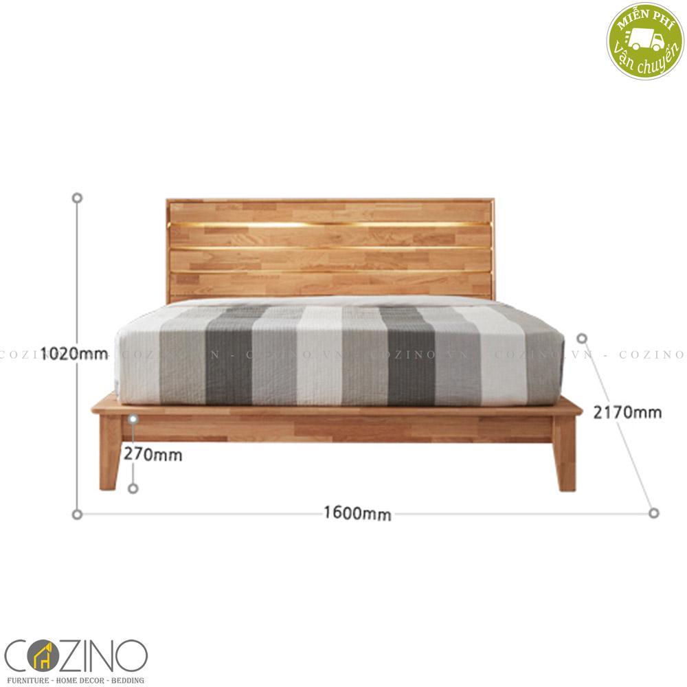 Giường đôi Calla gỗ cao su 1m6