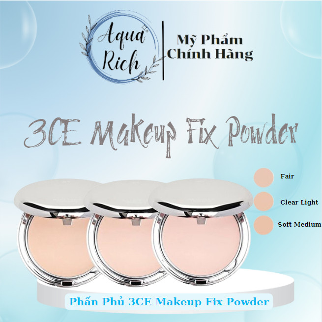 Phấn Phủ Nén 3CE Makeup Fix Powder - Hộp Đen [Fair - Soft Medium - Clear Light]