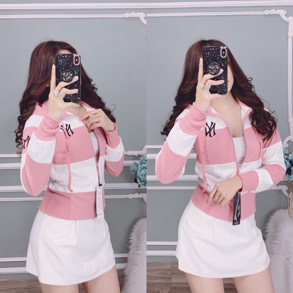 [HCM][Đẹp Hớp Hồn] ÁO KHOÁT THUN NỮ THÊU NEW YOK PHỐI SỌC MÀU KHOÁC THỜI TRANG CROPTOP SÀNH ĐIỆU-áo khoác thun-áo khoác nữ-áo khoác chống nắng-áo khoác đẹp-áo khoác dù-áo khoác lửng-áo khoác cotton-áo khoác croptop-áo khoác nỉ