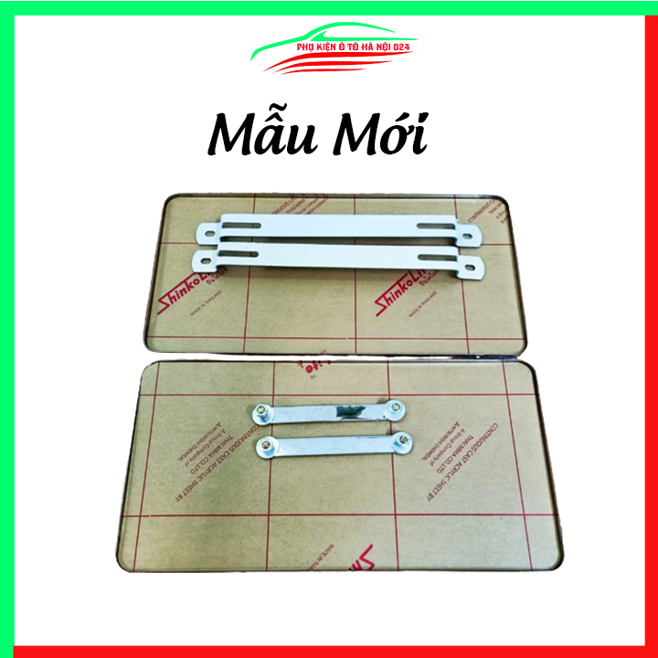 Bộ khung biển số ô tô Inox trước sau kèm mica đủ Pát và Ốc mẫu mới / mẫu cũ