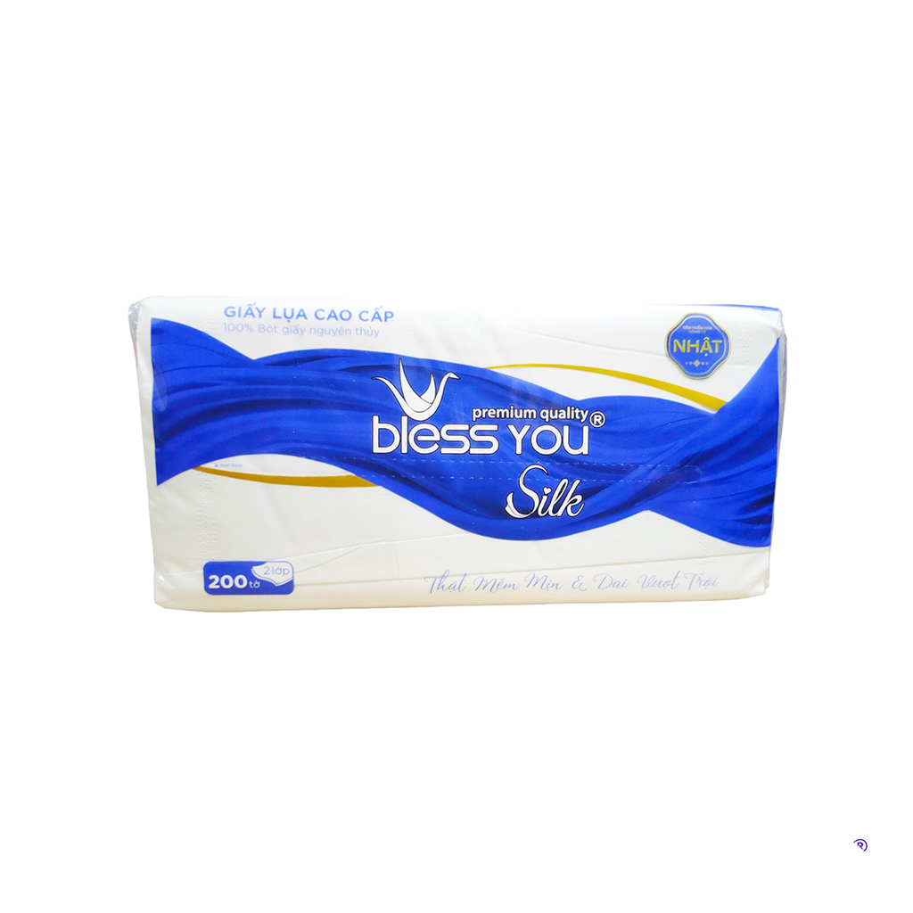 ( combo 8 gói) Khăn giấy rút Bless You silk 2 lớp 200 tờ