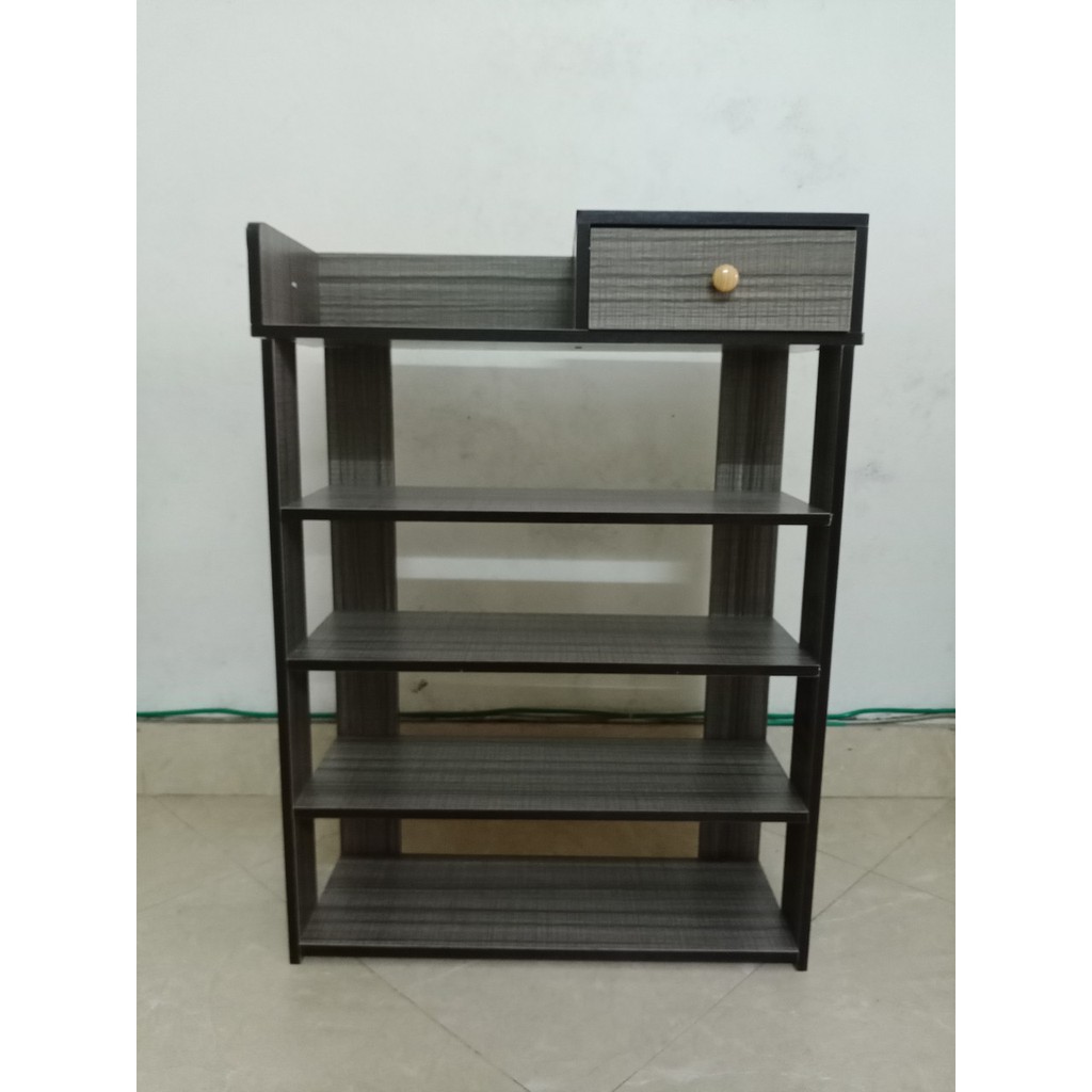 ✅💥KỆ ĐỂ GIÀY GỖ 5 TẦNG MÀU VÂN ĐEN BỀN ĐẸP
