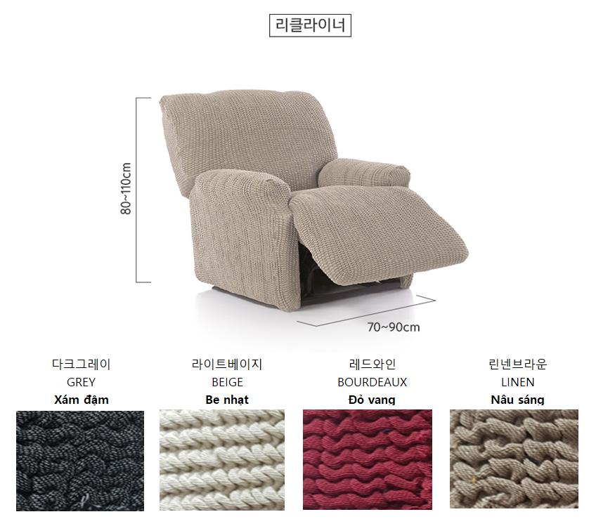 Vải Bọc Sofa Tây Ban Nha - Sofaskins (Sofa tựa duỗi chân) - Nhiều màu.
