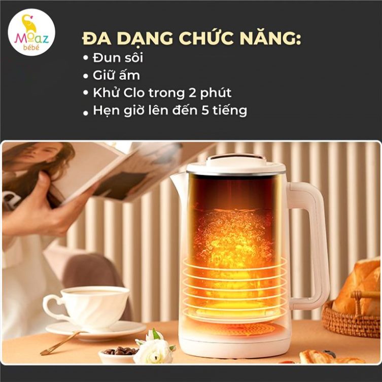 (MB070) Bình đun nước siêu tốc giữ nhiệt 1.5L Moaz BéBé MB - 070 MGG