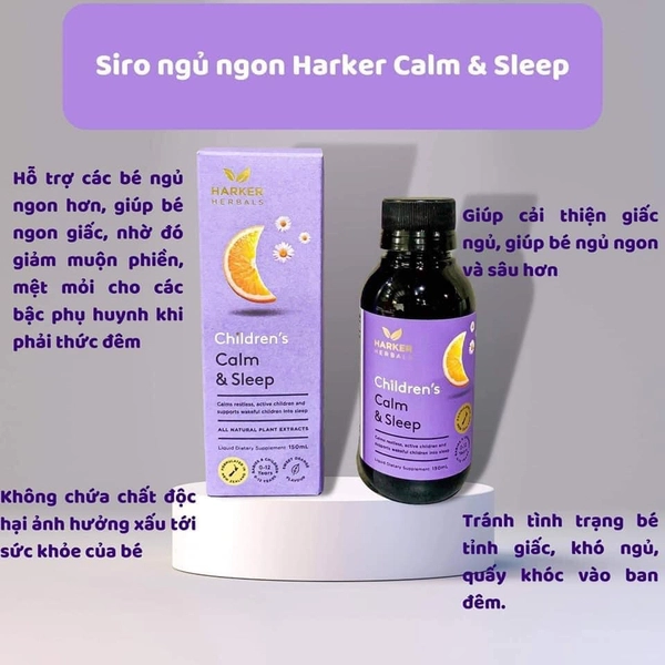 Siro ngủ ngon tím Harker Calm & Sleep - 150ml (0M-12Y)