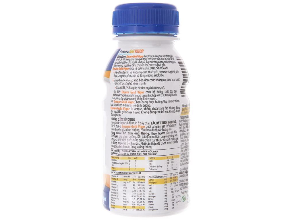 [Date 03/2024] Thùng 24 chai sữa bột pha sẵn Ensure Gold Vigor 237ml