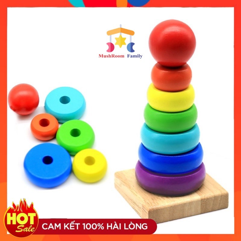 Đồ chơi tháp cầu vồng xếp gỗ cho bé