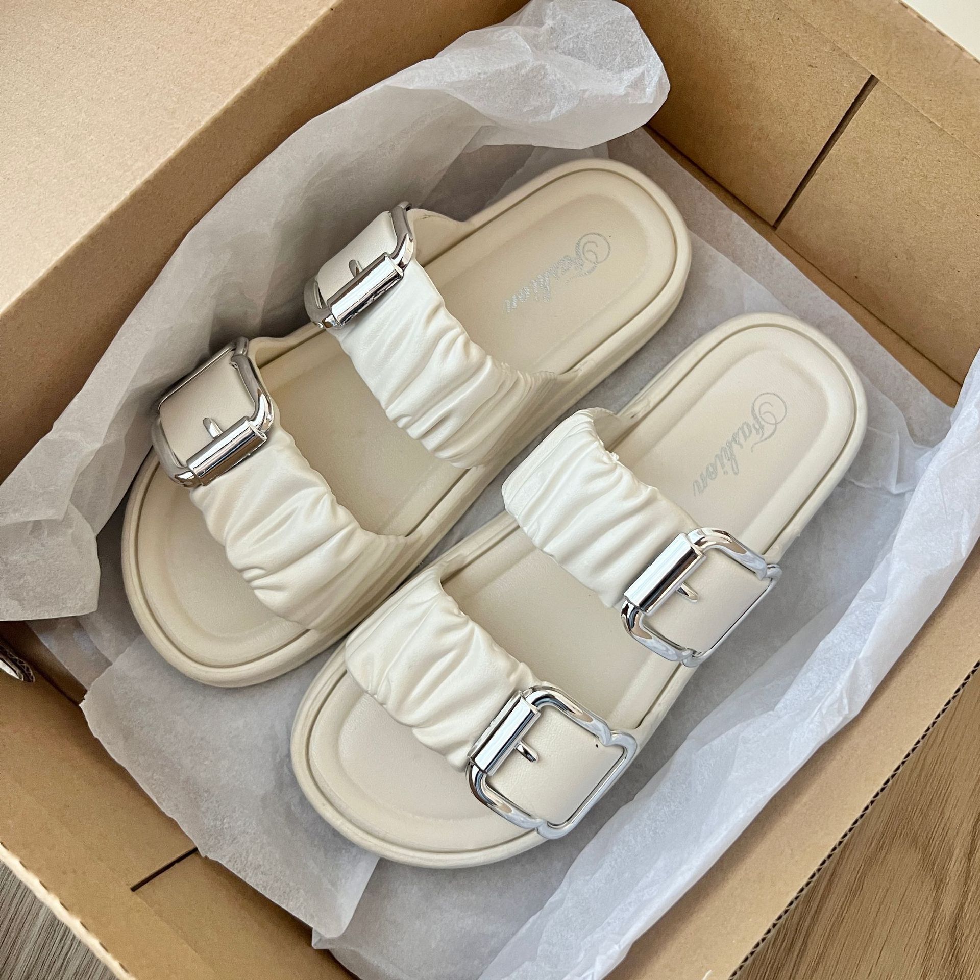 Dép quai ngang nữ 3TDEP, dép 2 quai nhún khoá thời trang đi chơi, dạo phố