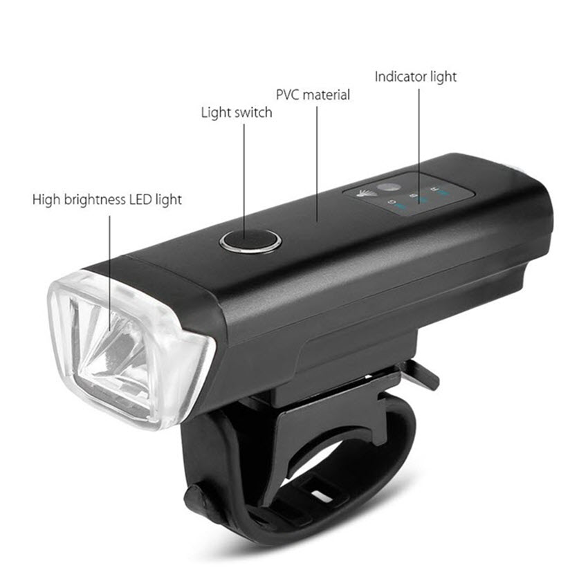 Đèn pha xe đạp HJ-047 sạc cổng USB Tặng khóa 4 số cho xe đạp