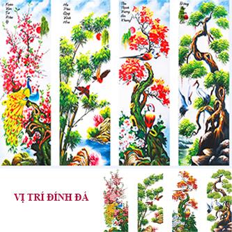 Tranh đính đá Tứ quý Kt 121x75cm