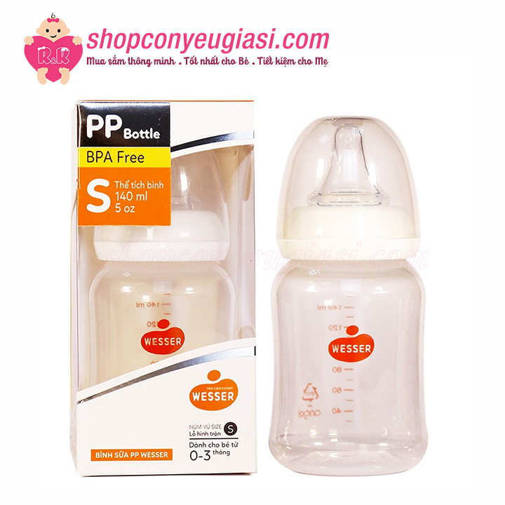[HCM][Mẫu Mới] Bình Sữa Wesser PP Cổ Hẹp 60ml / 140ml / 250ml