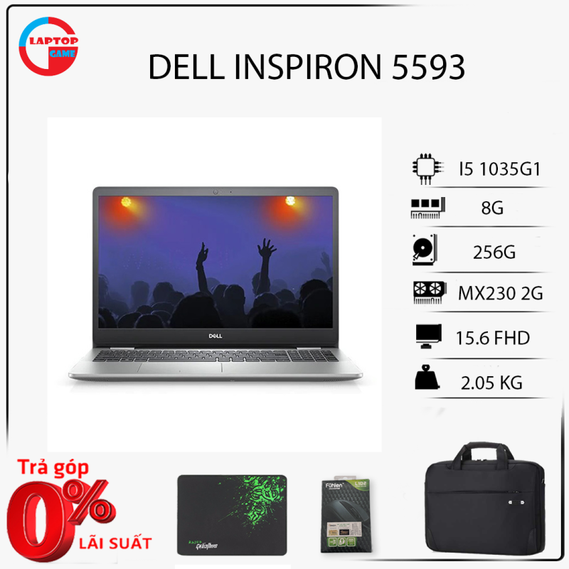 Laptop Dell Inspiron 5593 (Core i5 1035G1, 8G, SSD256G, VGA MX230 2GB, MÀN 15.6 FHD IPS)