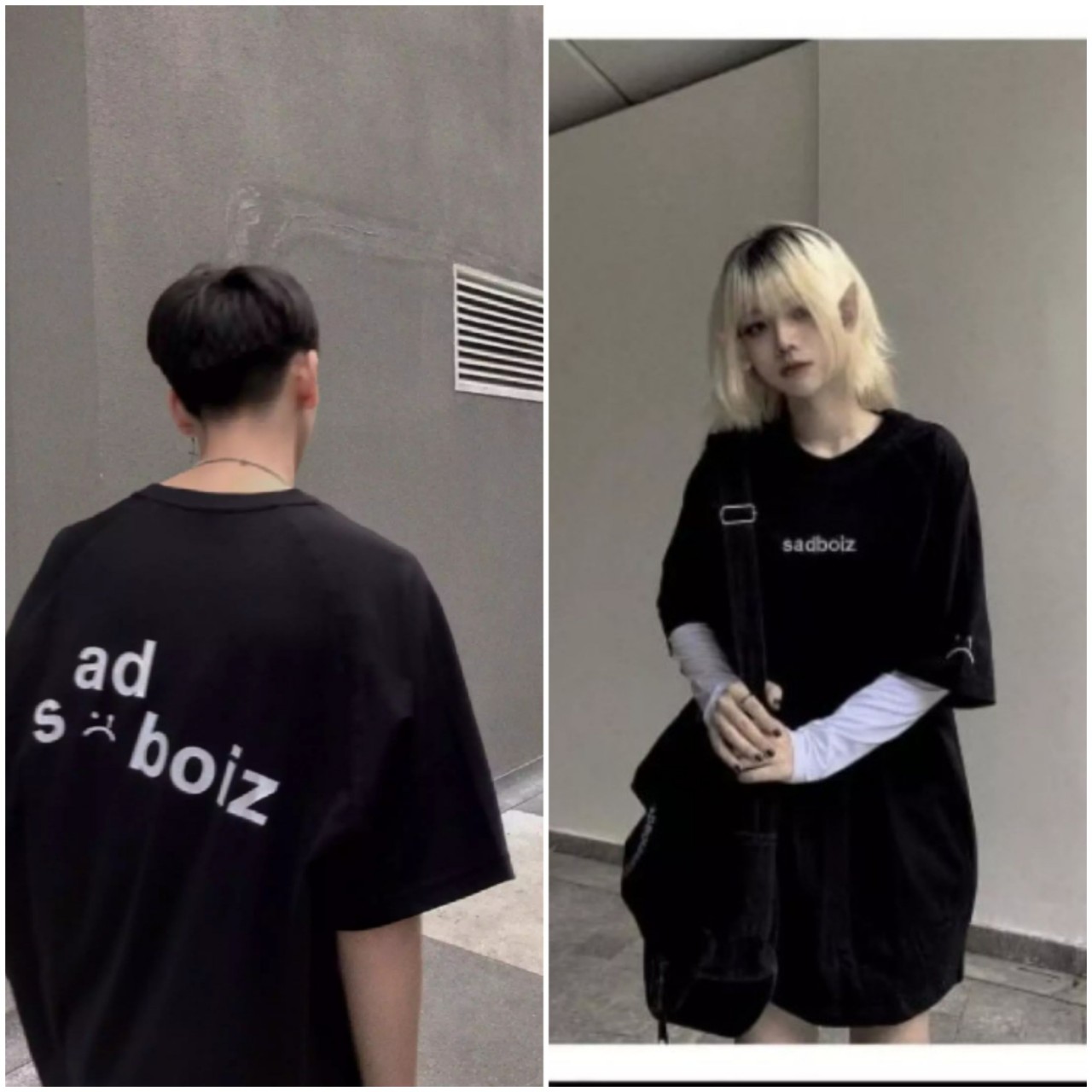 ÁO THUN  NAM NỮ FORM THỤNG SADBOIZ. in 2 mặt