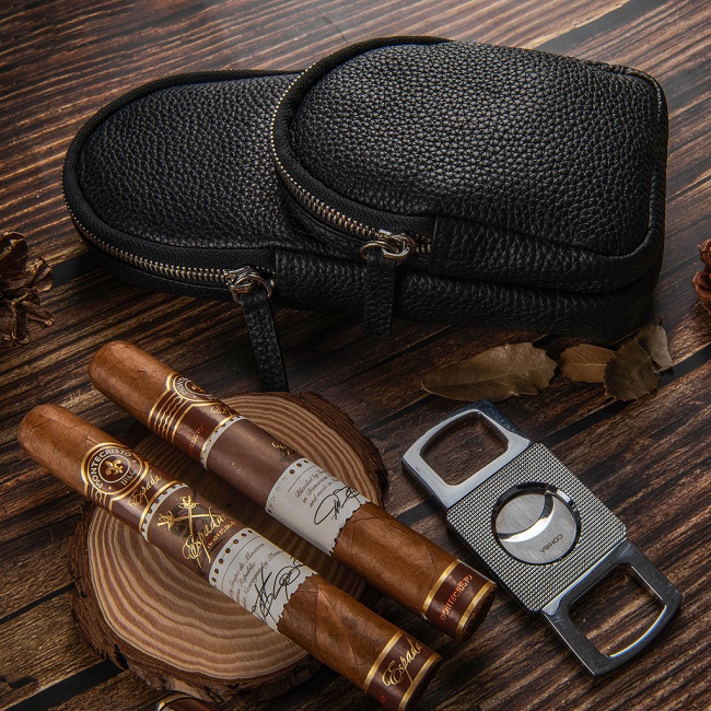 [Lấy mã giảm thêm 30%]Túi đựng cigar da thật TXG001D0 -