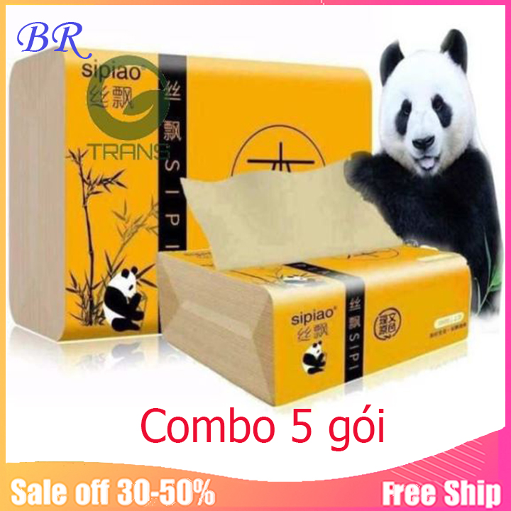 Combo 5 gói giấy ăn gấu trúc sipao.