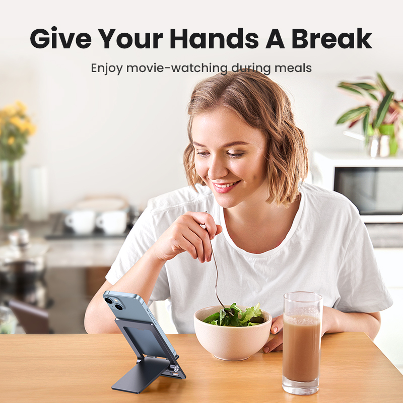 Ugreen Cell Phone Stand for Desk Adjustable Phone Holder Dock for iPhone 14 Plus/iPhone 15 14 Pro Max 13 12 Pro Max Xiaomi Foldable Mobile Phone Holder Stand
