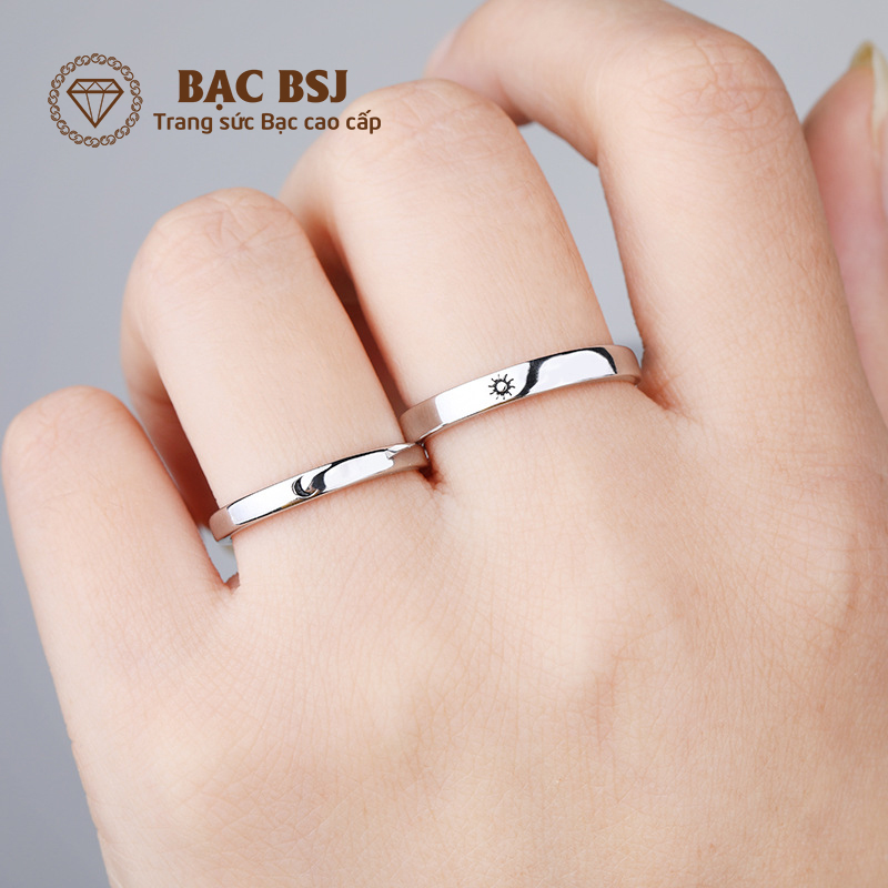 Nhẫn đôi bạc, nhẫn đôi đẹp bạc S925 cao cấp. Bạc BSJ