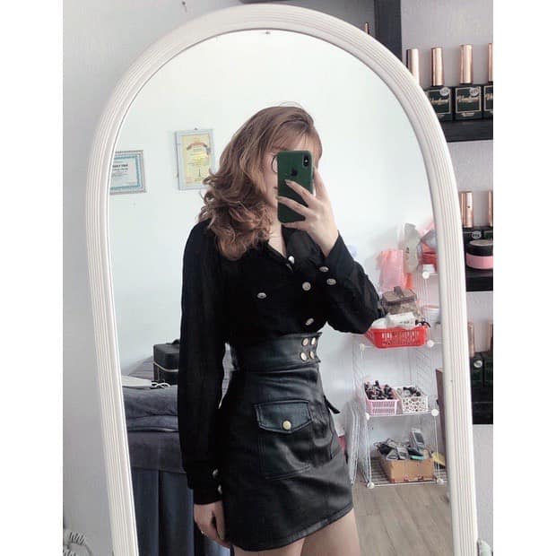 Áo Sơ Mi Khuy Đồng Chất Voan Lụa Mỏng Sexy