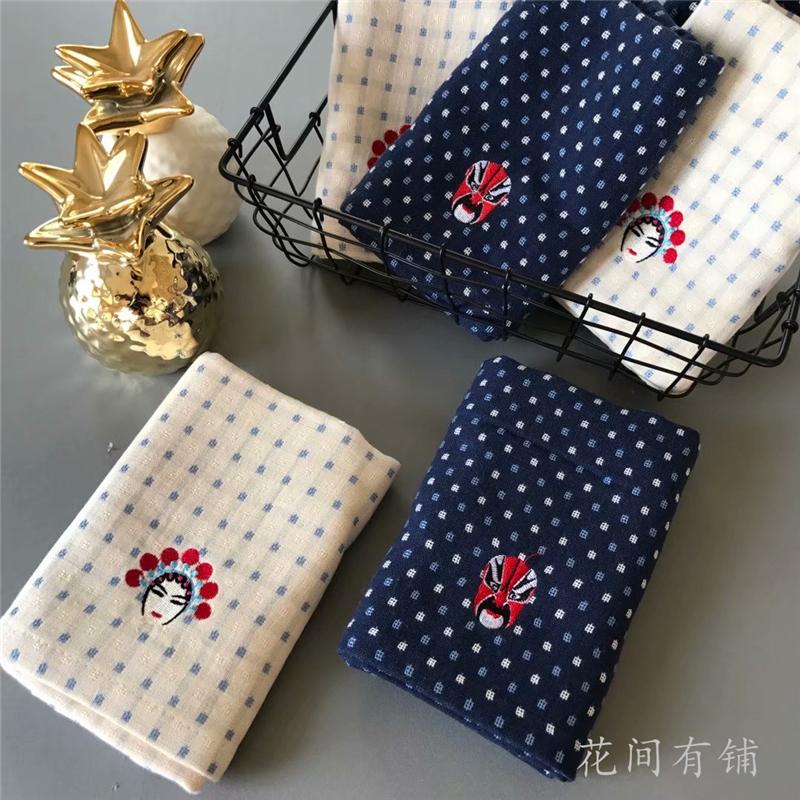 Furijieyu Phong Cách Trung Quốc Peking Opera Ấn Tượng Facebook Phục Cổ Vải Xô Vài Khăn Mặt 100% Cotton Sáng Tạo Cặp Sáng Tạo Đáng Yêu