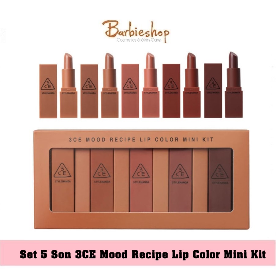 Set 5 Son 3CE Mood Recipe Lip Color Mini Kit (114-115-116-117-909)