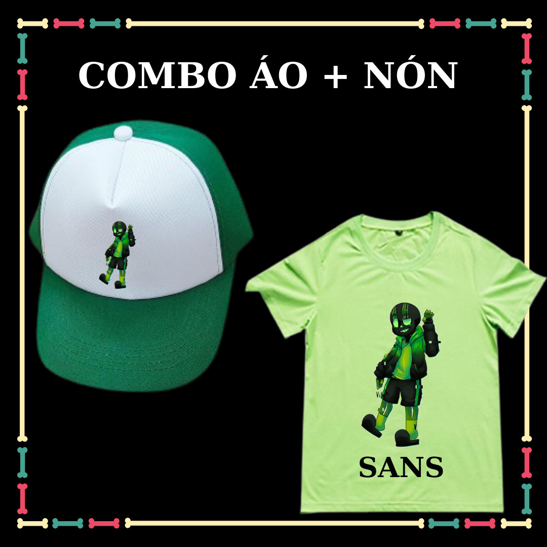 COMBO ÁO + MŨ/NÓN IN HÌNH UNDERTALE SANS CHO BÉ TRAI BÉ GÁI