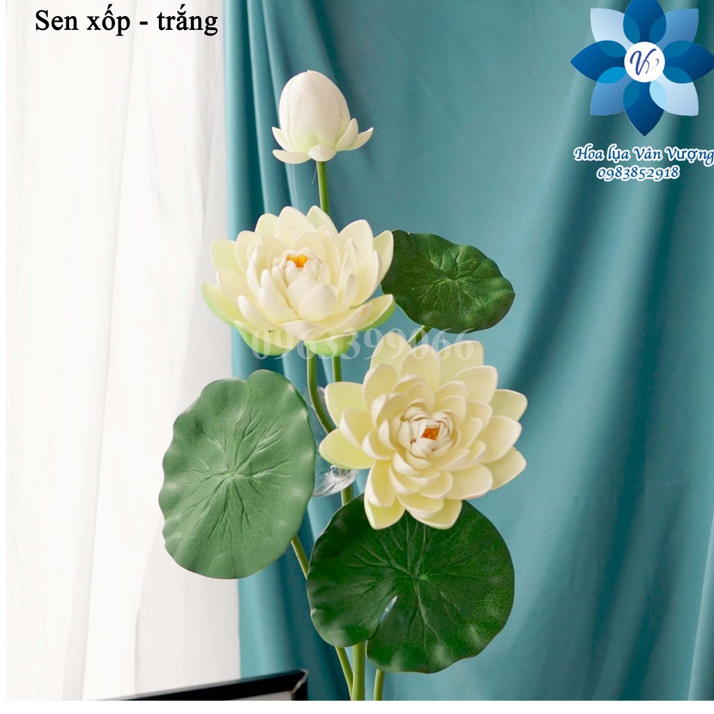 Hoa giả để bàn 🌺freeship🌺 hoa sen xốp cao cấp