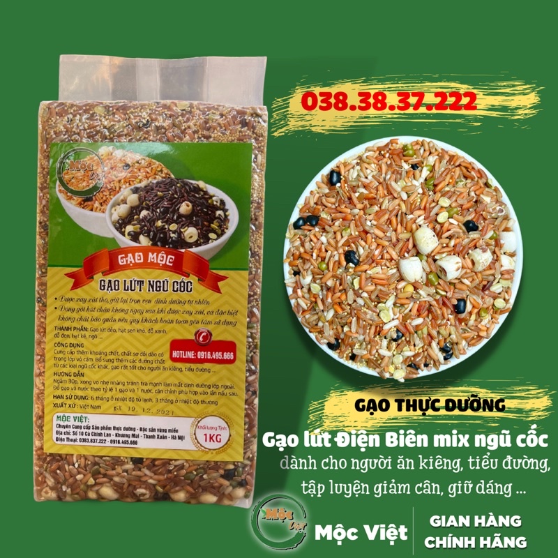 Gạo lứt dẻo Điện Biên mix ngũ cốc gói 1kg chính hãng Mộc Việt