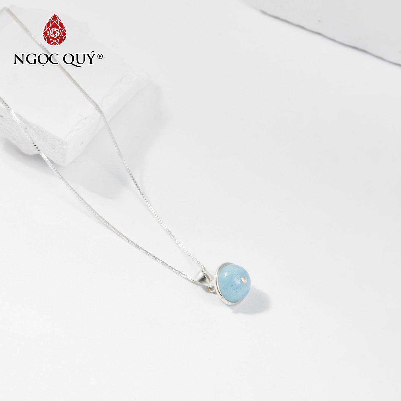 [HCM]Mặt dây chuyền 1 hạt đá aquamarine 8mm mệnh thủymộc (màu xanh biển) tặng dây chuyền - Ngọc Quý Gemstones