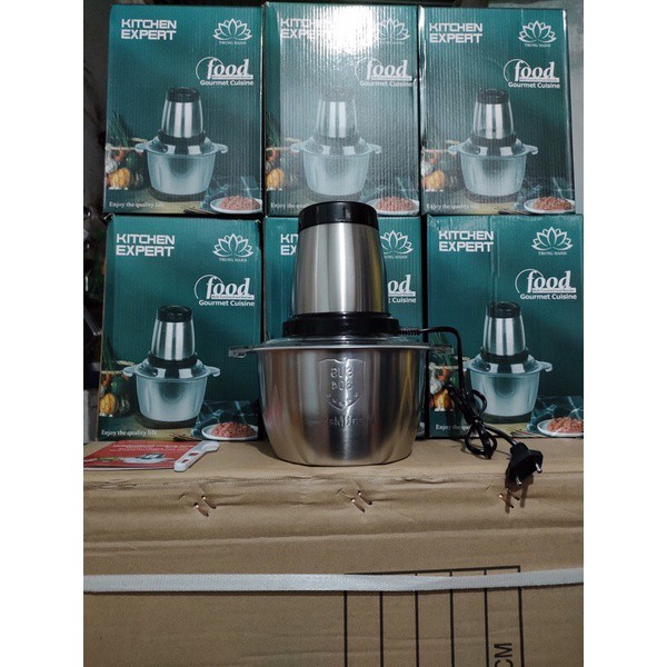 MÁY XAY THỊT ĐA NĂNG INOX 4 LƯỠI SIÊU BỀN( tặng kèm bộ lưỡi dao thay thế)