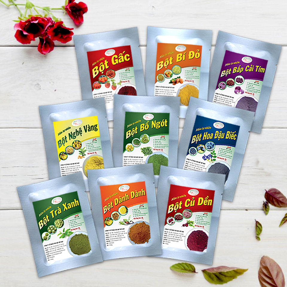 Combo 9 Gói Bột Tạo Màu Rau Củ Quả 20g