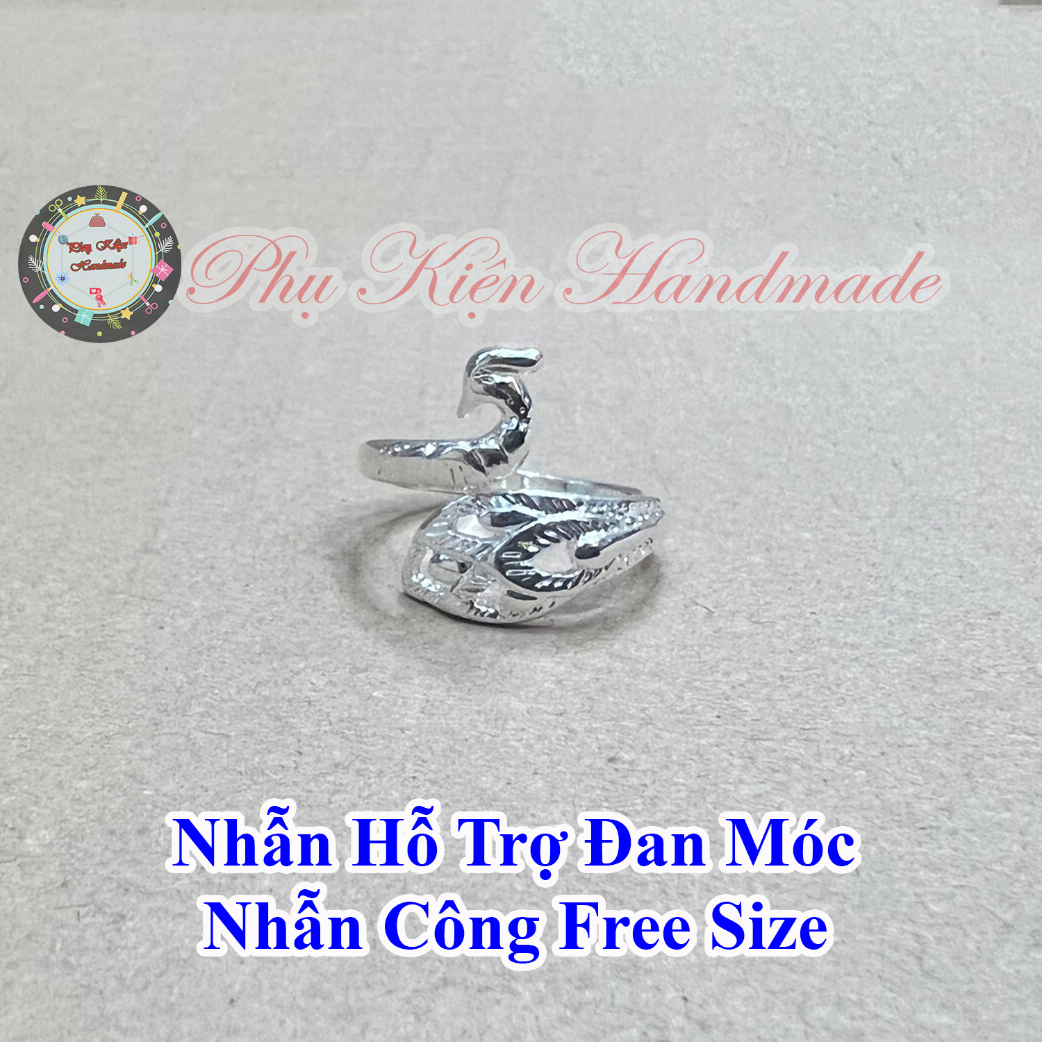 Nhẫn hỗ trợ đan móc, nhẫn công free size