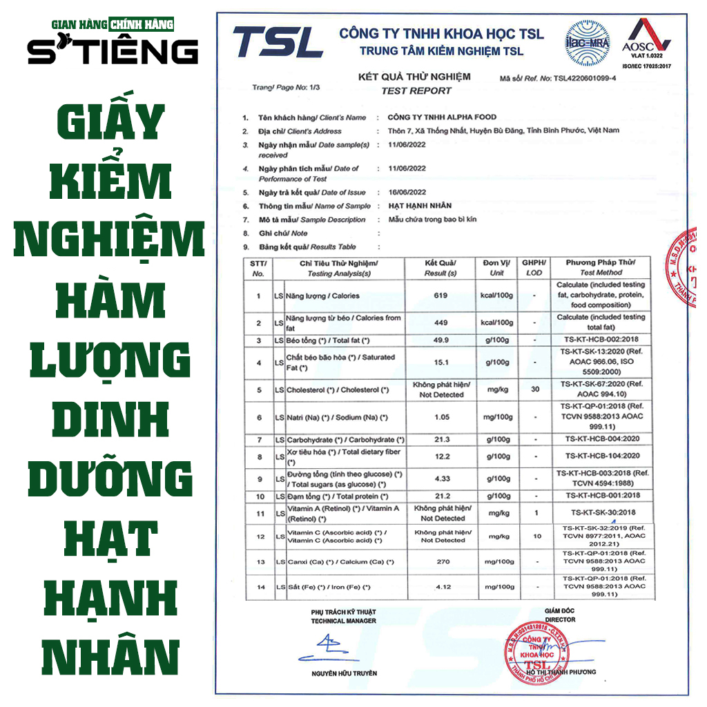 Hạt Hạnh Nhân Cắt Lát Tươi Sống STIÊNG