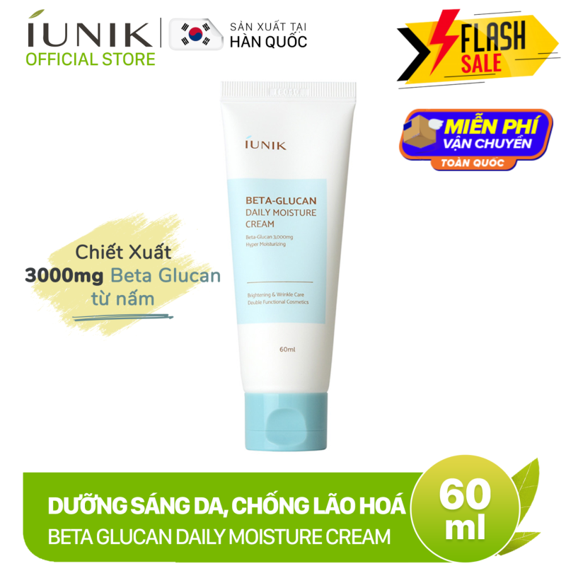 [Tặng tai mèo 50k] Kem dưỡng ẩm sáng da và chống lão hoá IUNIK Beta Glucan Daily Moisture Cream 60ml giá rẻ