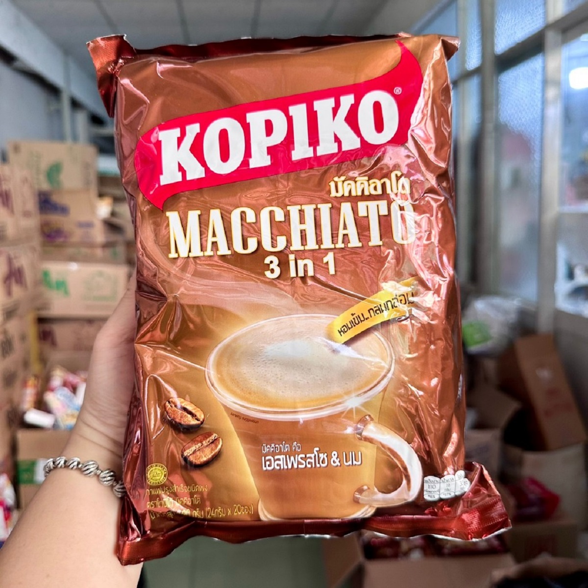 Cà Phê Sữa Hòa Tan Kopiko Macchiato 3in1 Thái Lan Cafe [Bịch 20 Gói]