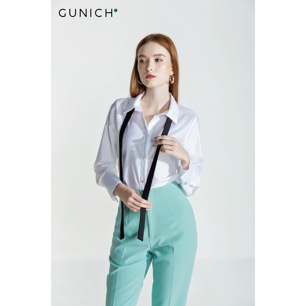 Áo sơ mi trắng phối dây lụa Gunich