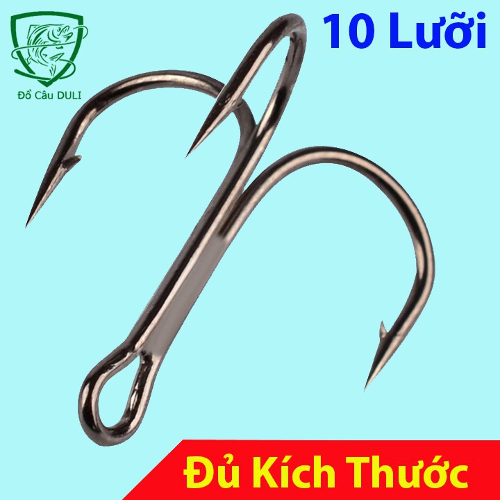 Combo 10 Lưỡi  Câu 3 Tiêu có ngạnh Thép không rỉ gắn mồi giả, câu lure lưỡi ba tiêu LC-6  (xả hàng giảm giá và cam kết b