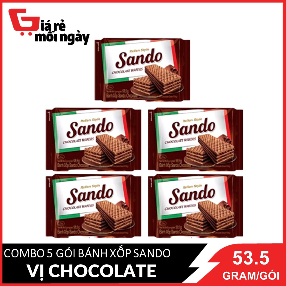 [HCM ship 2h] Combo 5 Bánh xốp Sando Chocolate 53.5gx5