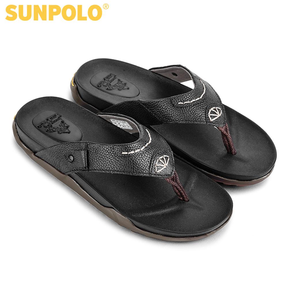 Dép kẹp nam da bò SunPoLo PUS25DB (Đen, Nâu bò)