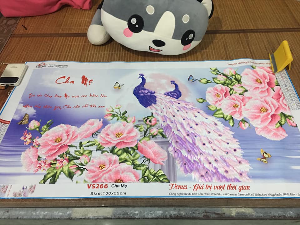 Tranh đính đá Cha Mẹ VS266 (100x55cm) - chưa đính đá